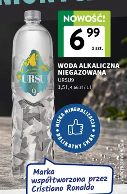 Woda niegazowana alkaliczna URSU9 promocja w Intermarche