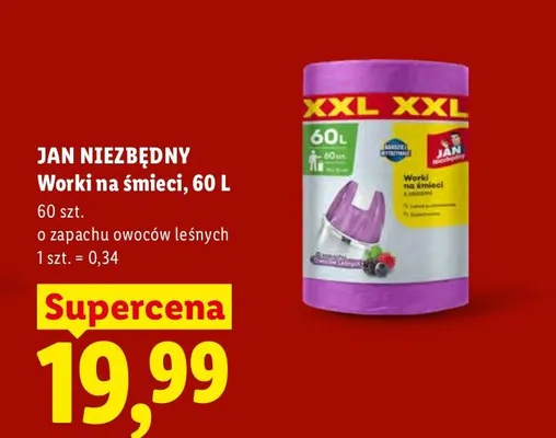 Worki na śmieci Jan Niezbędny 60 l promocja w Lidl