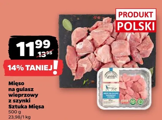 Mięso na gulasz wieprzowy z szynki promocja w Netto