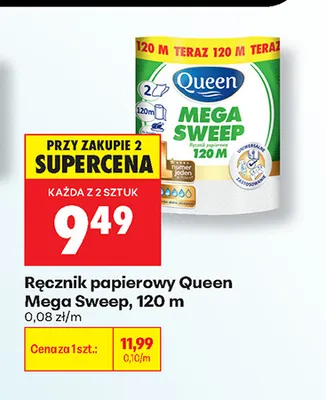 Ręcznik papierowy Queen Mega Sweep 120 m promocja w Biedronka