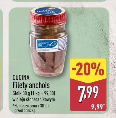 Filety anchois Cucina promocja w Aldi
