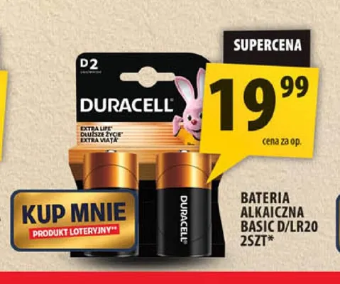 Bateria alkaliczna Basic D/LR20 2-pak Duracell promocja w Arhelan