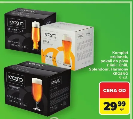 Komplet pokali do piwa z linii Splendour KROSNO 6szt. promocja w Carrefour Market