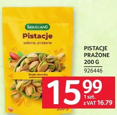 Pistacje prażone Bakalland 200 g promocja w Selgros