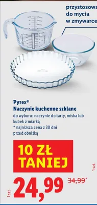Naczynia kuchenne szklane do wyboru: naczynie do tarty, miska lub kubek z miarką promocja w Lidl