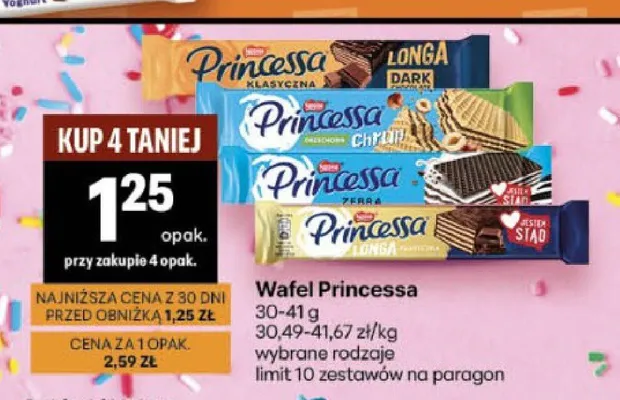 Wafel Princessa Longa Dark promocja w Delikatesy Centrum