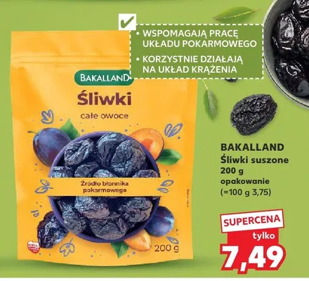Śliwki suszone całe owoce Bakalland promocja w Kaufland