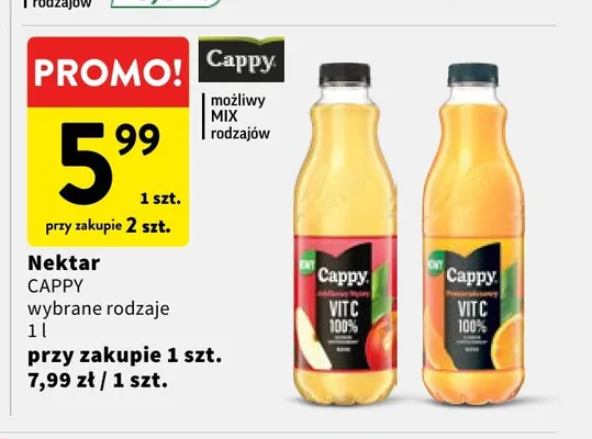 Nektar Cappy pomarańcza promocja w Intermarche