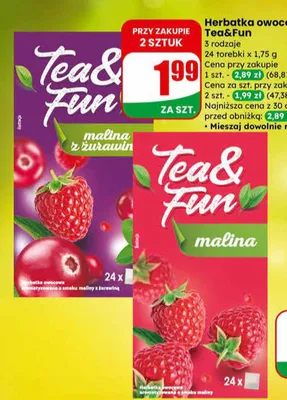 Herbata owocowa 3 rodzaje promocja w Dino