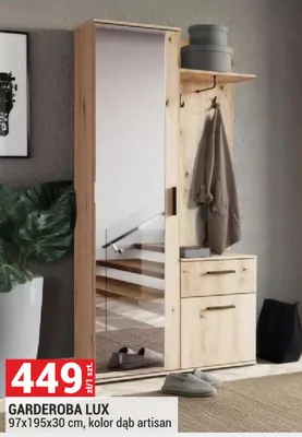 Garderoba Lux 97x195x30 cm, kolor dąb artisan promocja w Merkury Market