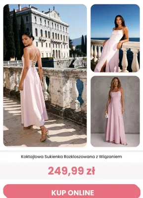 Sukienka koktajlowa rozkloszowana z wiązaniem Renee promocja w Renee