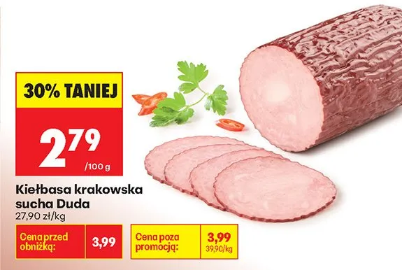 Kiełbasa krakowska sucha Duda promocja w Biedronka