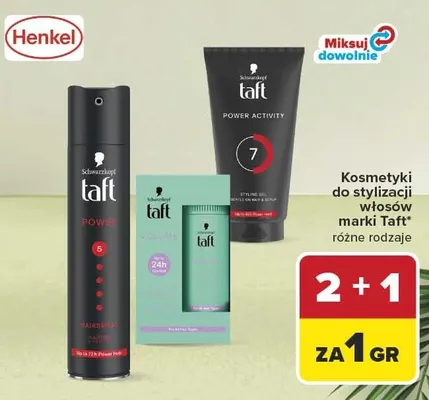 Kosmetyki do stylizacji włosów Taft promocja w Carrefour