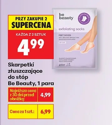 Skarpetki złuszczające do stóp Be Beauty, 1 para promocja w Biedronka