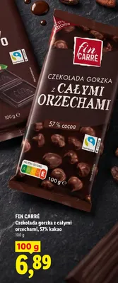 Czekolada gorzka z całymi orzechami 57% kakao Fin Carré promocja w Lidl