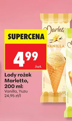 Lody rożek Marletto Vanilla promocja w Biedronka
