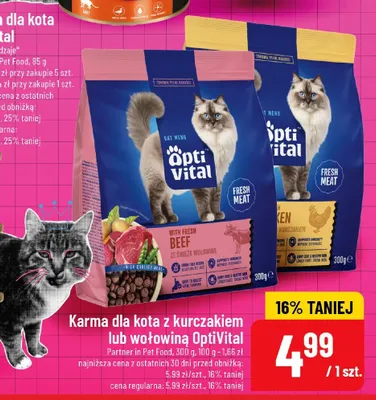 Karma dla kota z kurczakiem lub wołowiną promocja w POLOmarket