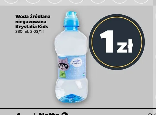 Woda źródlana niegazowana Krystalia Kids promocja w Netto