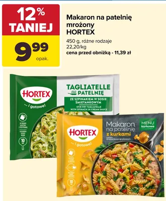 Makaron na patelnię mrożony Hortex z kurkami z sosem śmietankowo-grzybowym promocja w Carrefour