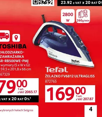 Żelazko FV6812 Ultragliss Tefal promocja w Selgros