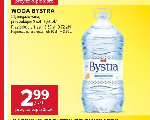Woda niegazowana Bystra promocja w Stokrotka
