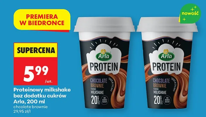 Milkshake proteinowy bez dodatku cukrów promocja w Biedronka