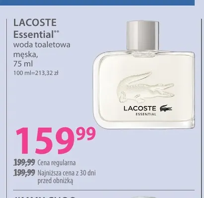 Woda toaletowa męska Essential Lacoste promocja w Hebe