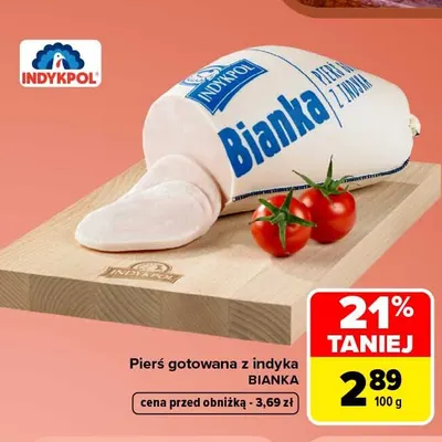 Pierś gotowana z indyka Bianka Indykpol promocja w Carrefour
