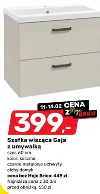 Szafka wisząca Gaja z umywalką promocja w Bricomarche