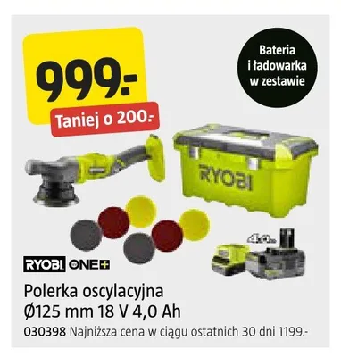Polerka oscylacyjna RYOBI ONE+ Ø125mm 18V 4,0Ah promocja w Jula