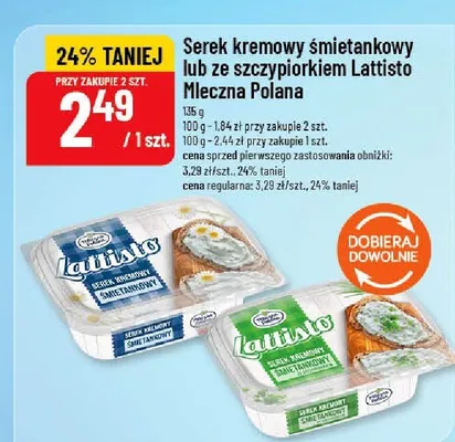 Serek kremowy śmietankowy lub ze szczypiorkiem Lattisto Mleczna Polana promocja w POLOmarket