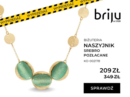 Naszyjnik srebro pozłacane promocja w Briju