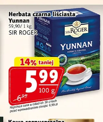 Herbata czarna liściasta Yunnan Sir Roger promocja w Prim Market