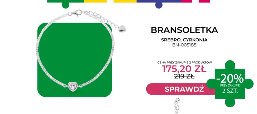 Bransoletka srebro cyrkonia Briju BN-005188 promocja w Briju