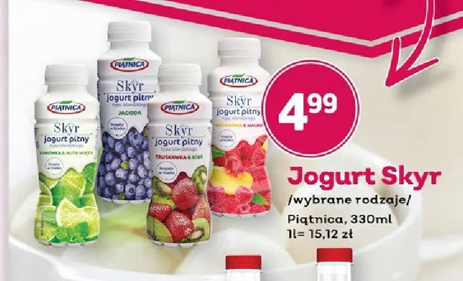 Skyr jogurt pitny Piątnica jagoda promocja w Bliski