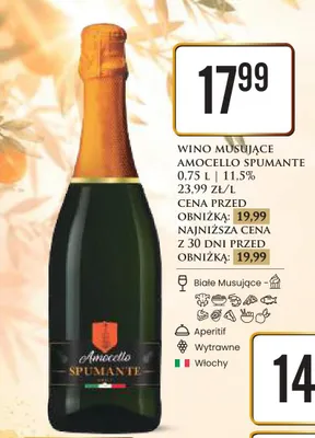 Wino musujące Amocello Spumante 11,5% promocja w Dino