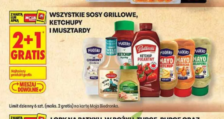 Sosy grillowe ketchupy i musztardy promocja w Biedronka