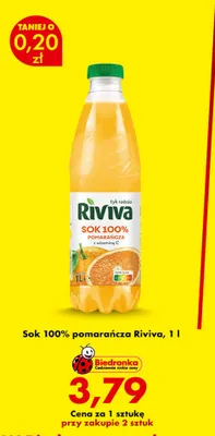 Sok pomarańcza Riviva 100% promocja w Biedronka