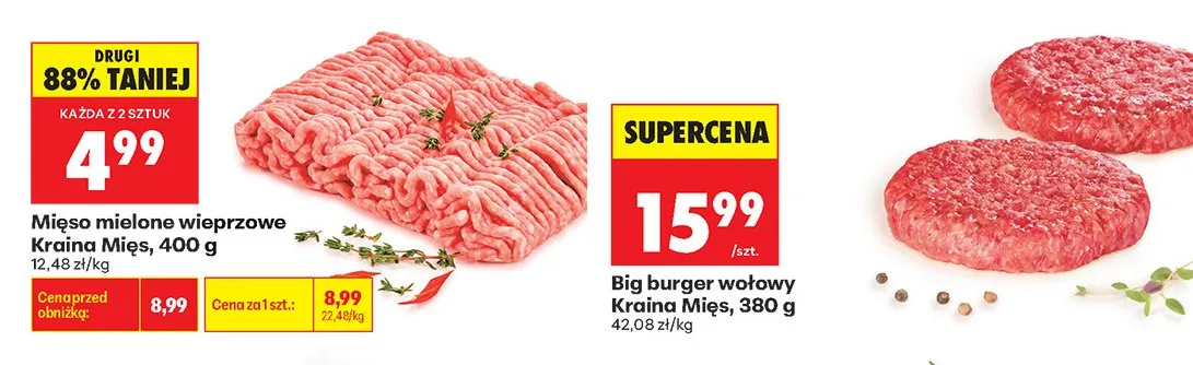 Mięso mielone wieprzowe Kraina Mięs promocja w Biedronka