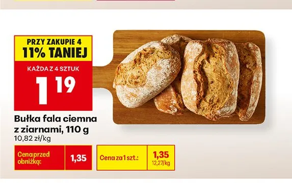 Bułka fala ciemna z ziarnami promocja w Biedronka