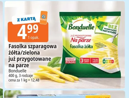 Fasolka szparagowa żółta już przygotowane na parze Bonduelle promocja w Leclerc