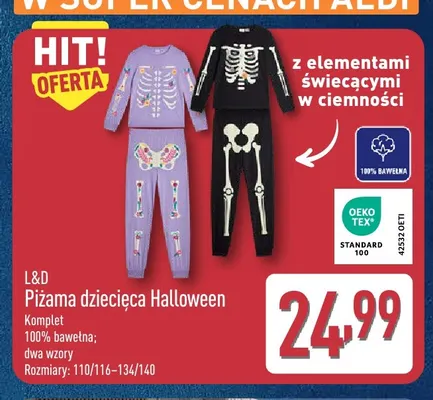 Piżama dziecięca Halloween L & D promocja w Aldi