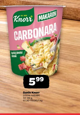 Danie Makaron Carbonara Knorr promocja w Netto