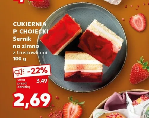 Sernik na zimno z truskawkami Cukiernia P. Chojecki promocja w Kaufland