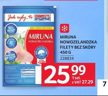 Miruna nowozelandzka filety bez skóry Abramczyk promocja w Selgros