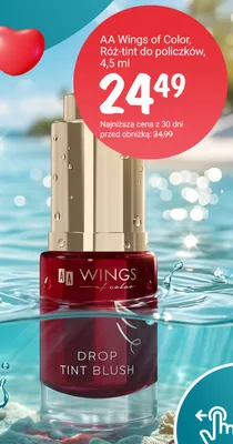 Róż-tint do policzków AA Wings of Color Drop Tint Blush promocja w Rossmann