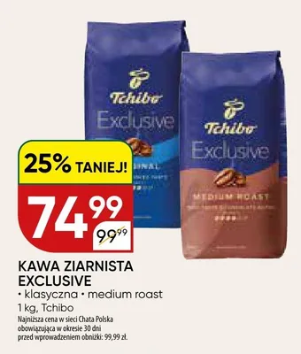 Kawa ziarnista Tchibo Exclusive Klasyczna promocja w Chata Polska