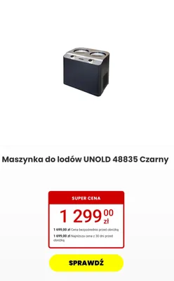Maszynka do lodów UNOLD 48835 Czarny promocja w Media Expert