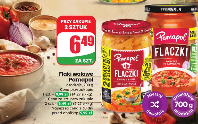 Flaczki wołowe po zamojsku Pamapol promocja w Dino
