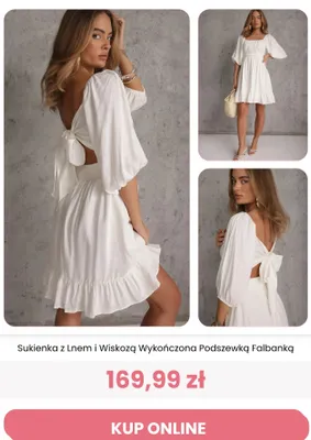 Sukienka Renee z lnem i wiskozą wykończona podszewką falbanką promocja w Renee